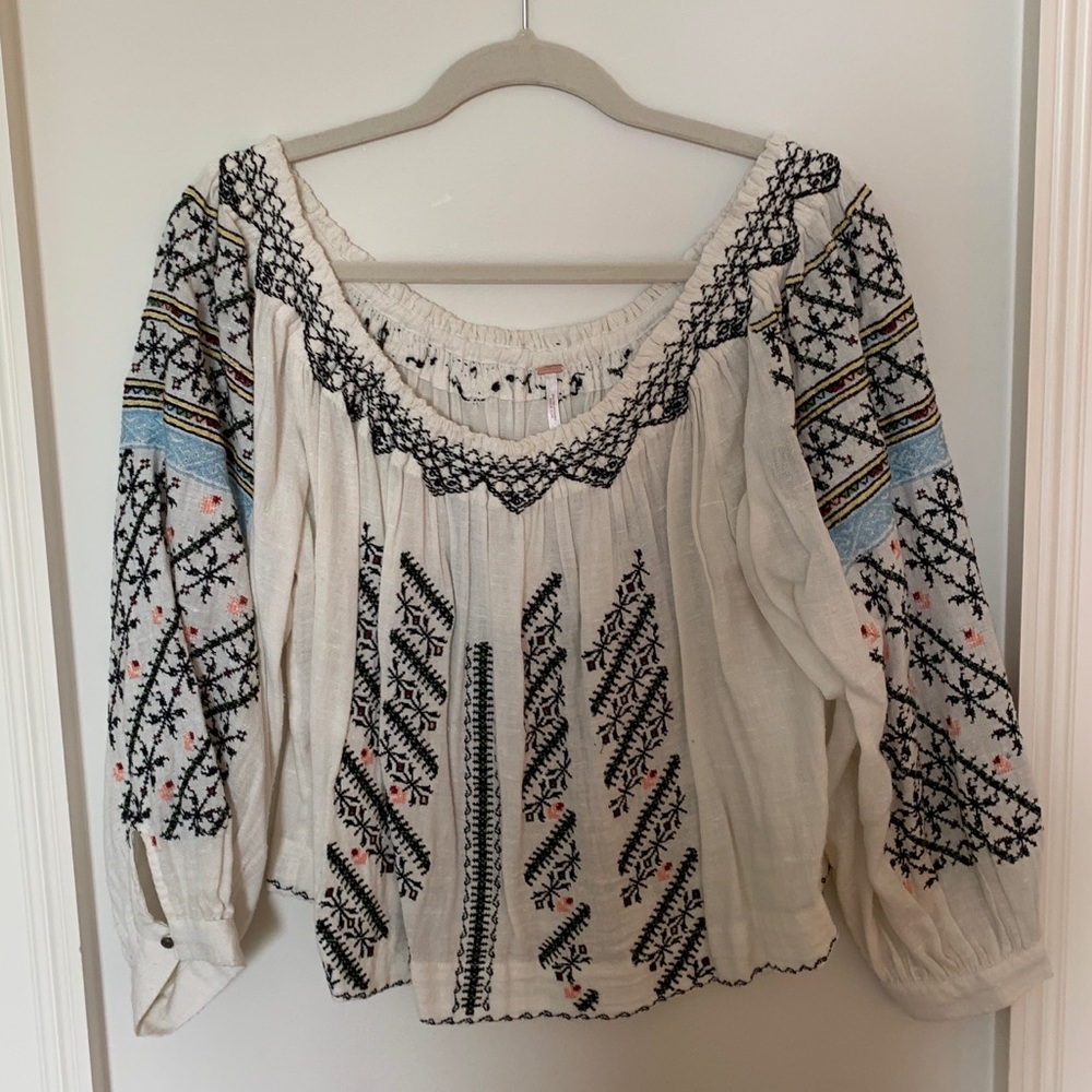 free people embroidered off the shoulder top